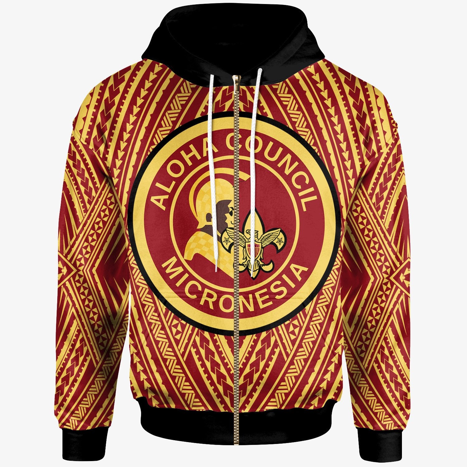 Micronesia Zip Hoodie Scouting in the Federated States of Micronesia Unisex Red - Polynesian Pride