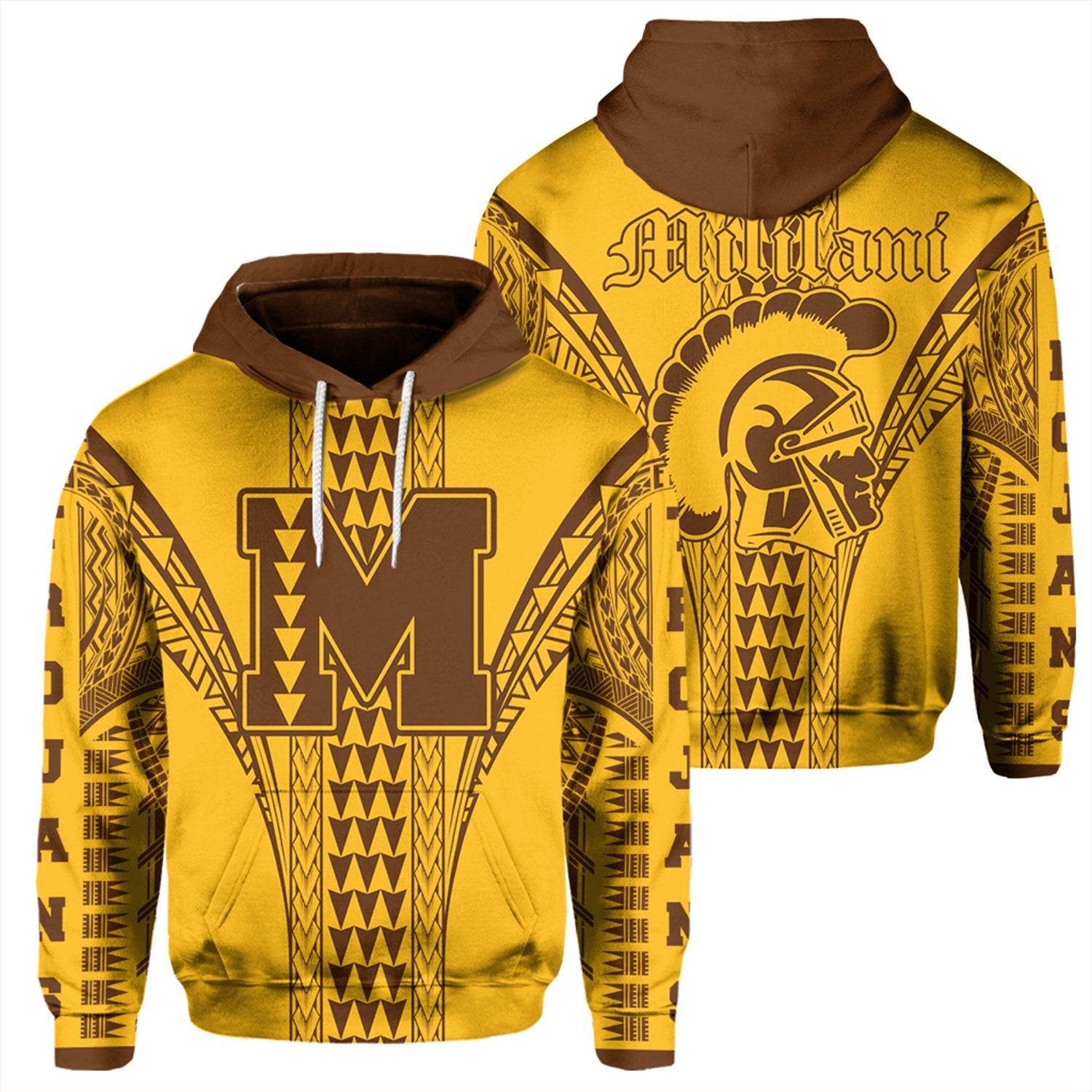 Hawaii Hoodie Mililani High Pullover Hoodie Unisex Gold - Polynesian Pride