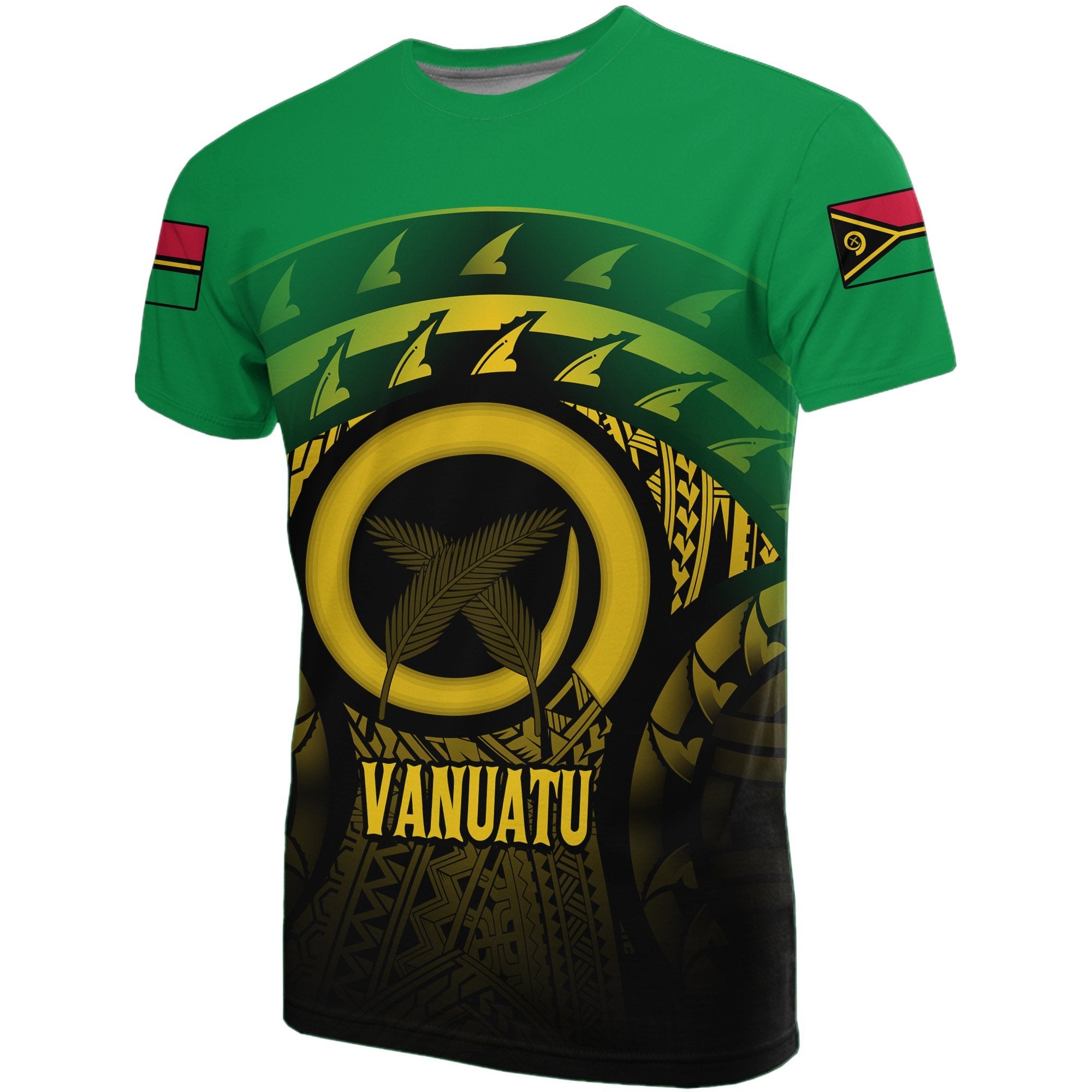 Vanuatu T Shirt Vanuatuan FLag Turtle Hibiscus Unisex Green - Polynesian Pride
