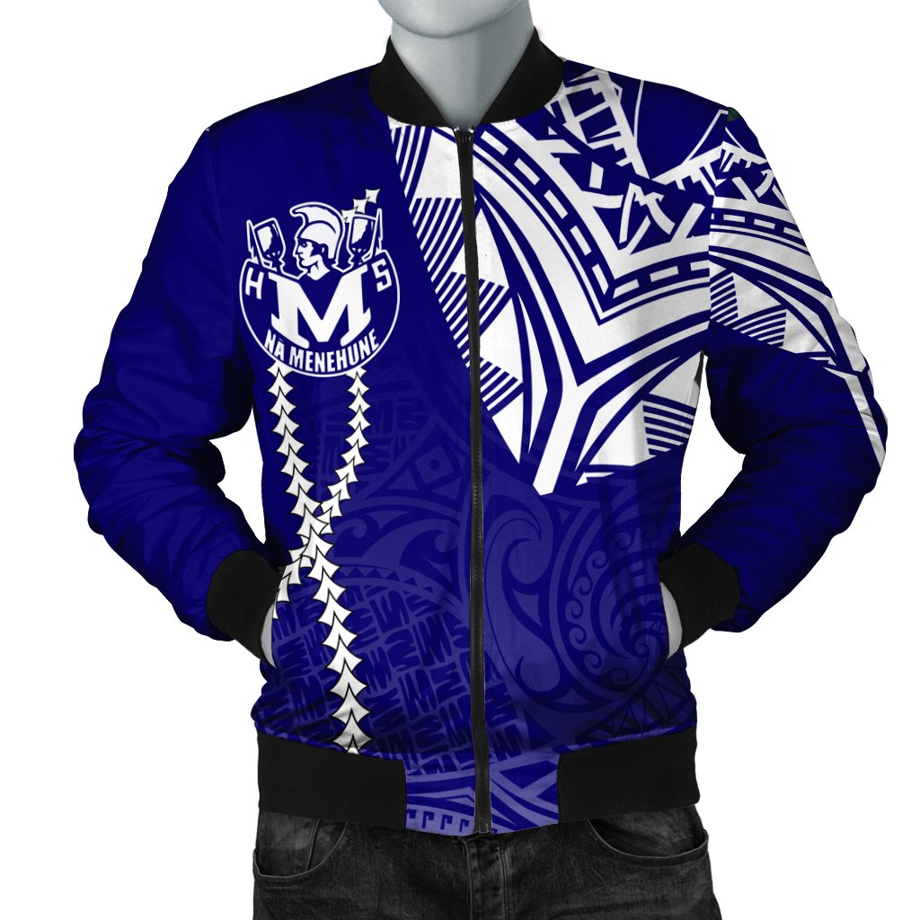 hawaiiJacket - Moanalua High Men's Bomber Jacket - Forc Style AH Blue - Polynesian Pride