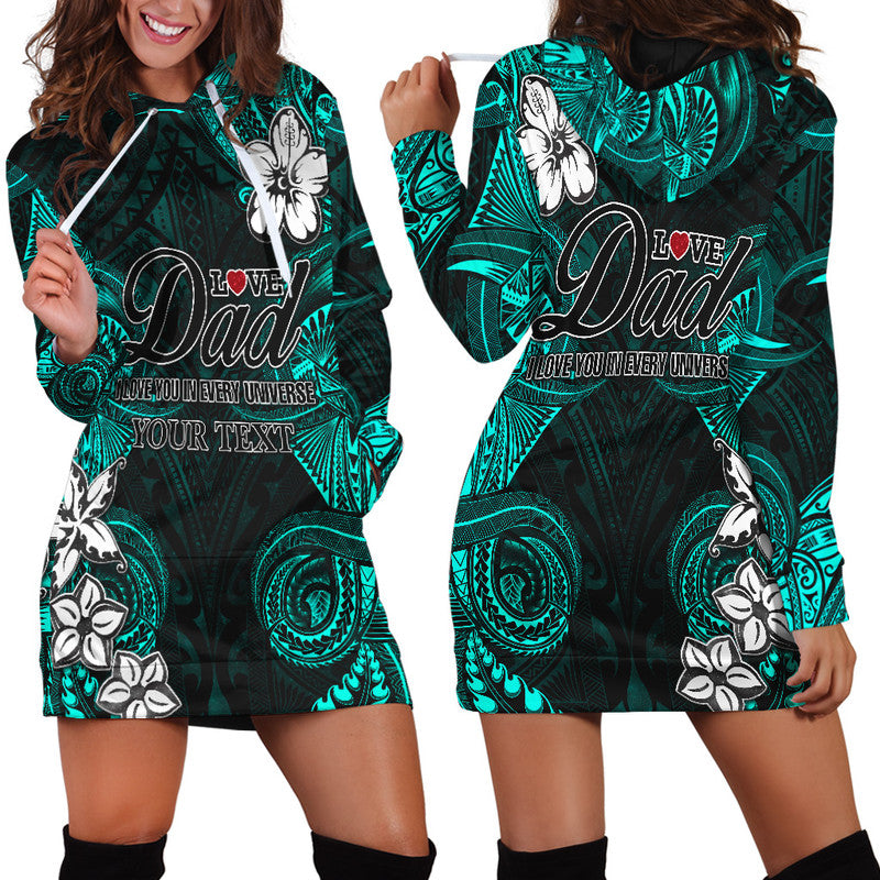 (Custom Personalised) Polynesian Fathers Day Hoodie Dress I Love You In Every Universe - Turquoise LT8 Turquoise - Polynesian Pride