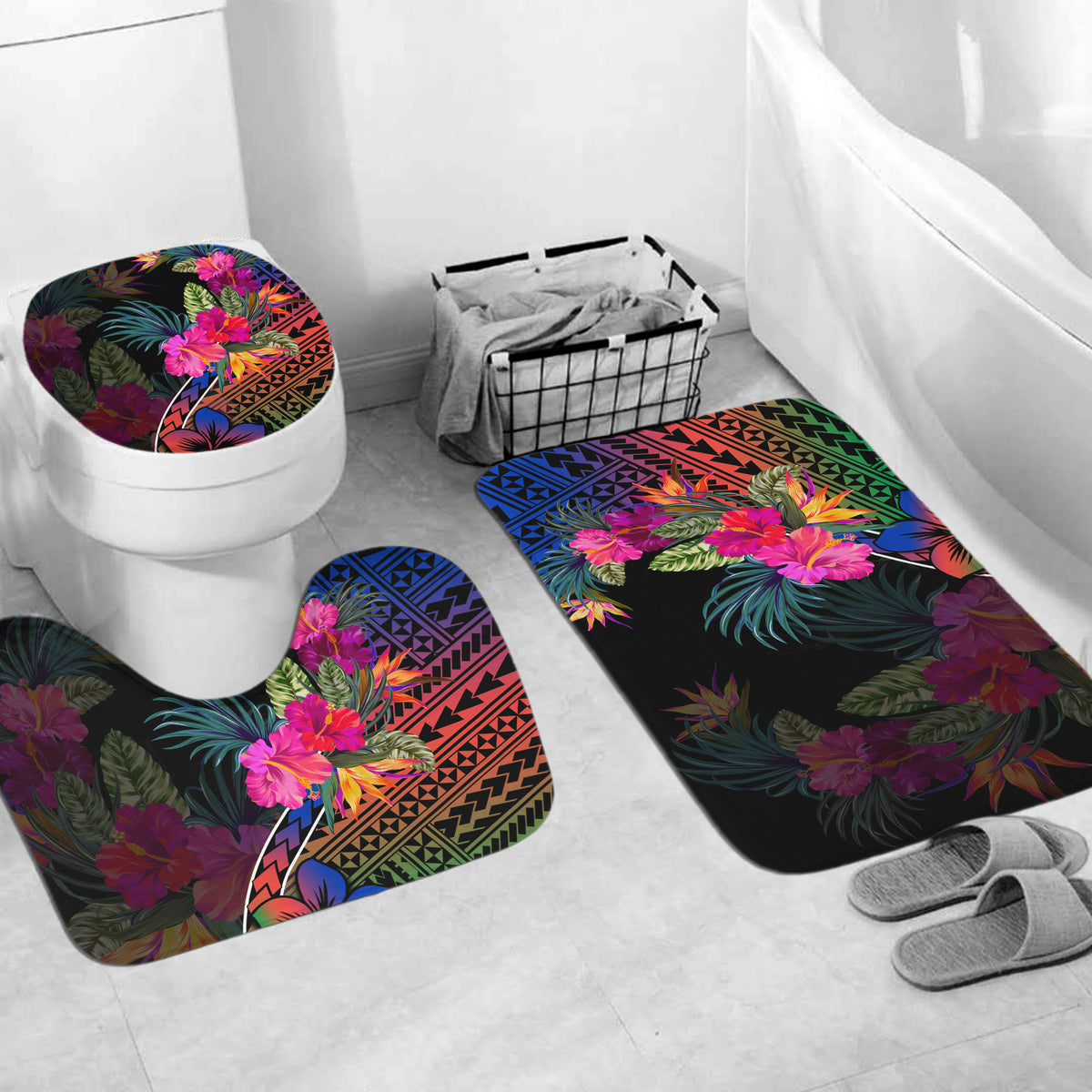 New Caledonia Bathroom Set Polynesian With Hibiscus No.2 LT6 - Polynesian Pride