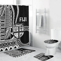 Fiji Bathroom Set Masi Tapa Patterns Black Style LT6 - Polynesian Pride