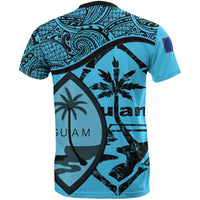 Guam T Shirt Guam Flag Bleu Clair A02 - Polynesian Pride