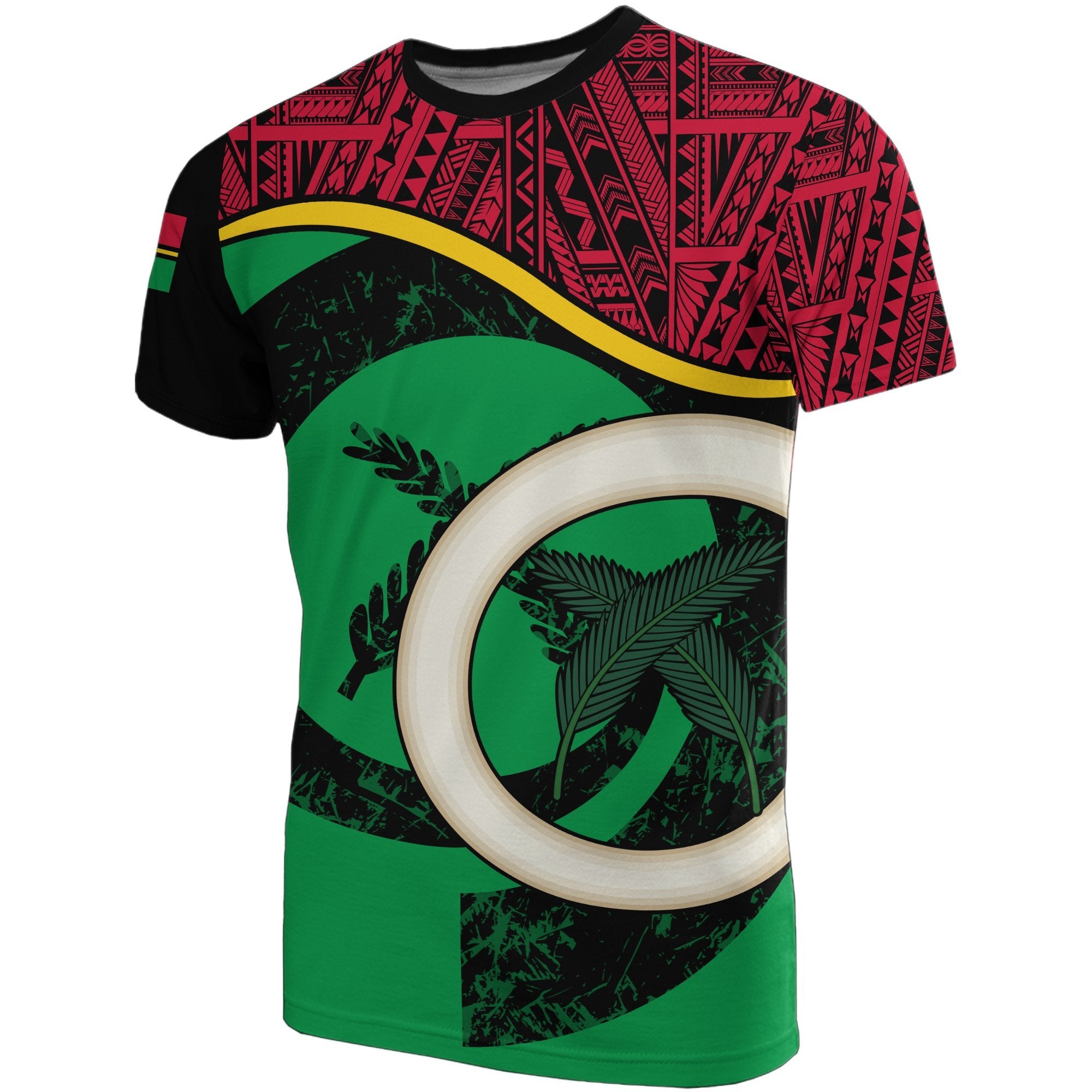 Vanuatu T Shirt Vanuatuan Flag Red Green A02 Unisex Green - Polynesian Pride