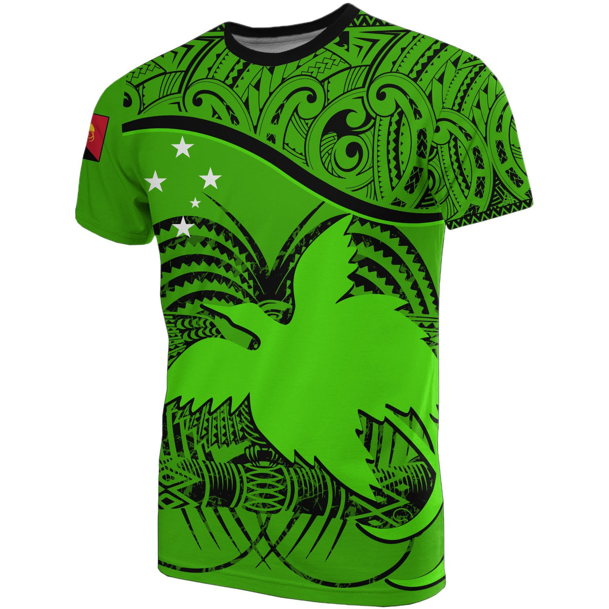 Papua New Guinea T Shirt Papua New Guinea Flag Coat Of Arms Green A02 Unisex Green - Polynesian Pride