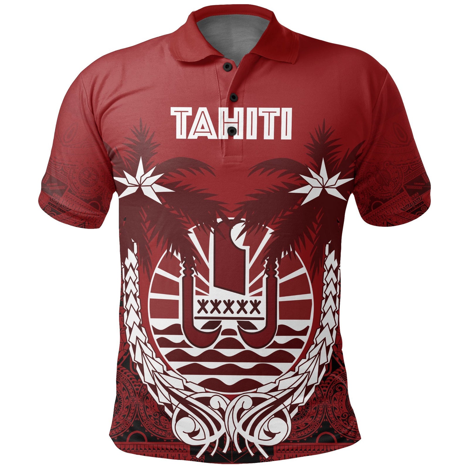 Tahiti Polo Shirt Tahitian Flag Coconut Tree A02 Unisex Red - Polynesian Pride