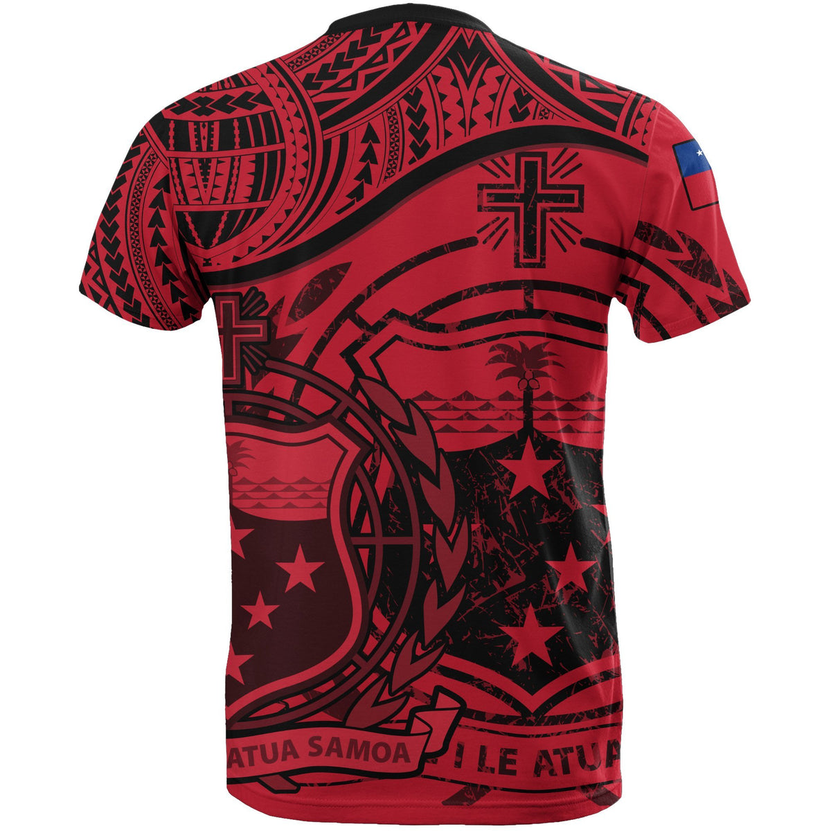 Samoa T Shirt Samoan Flag Coat of Arms Red A02 - Polynesian Pride