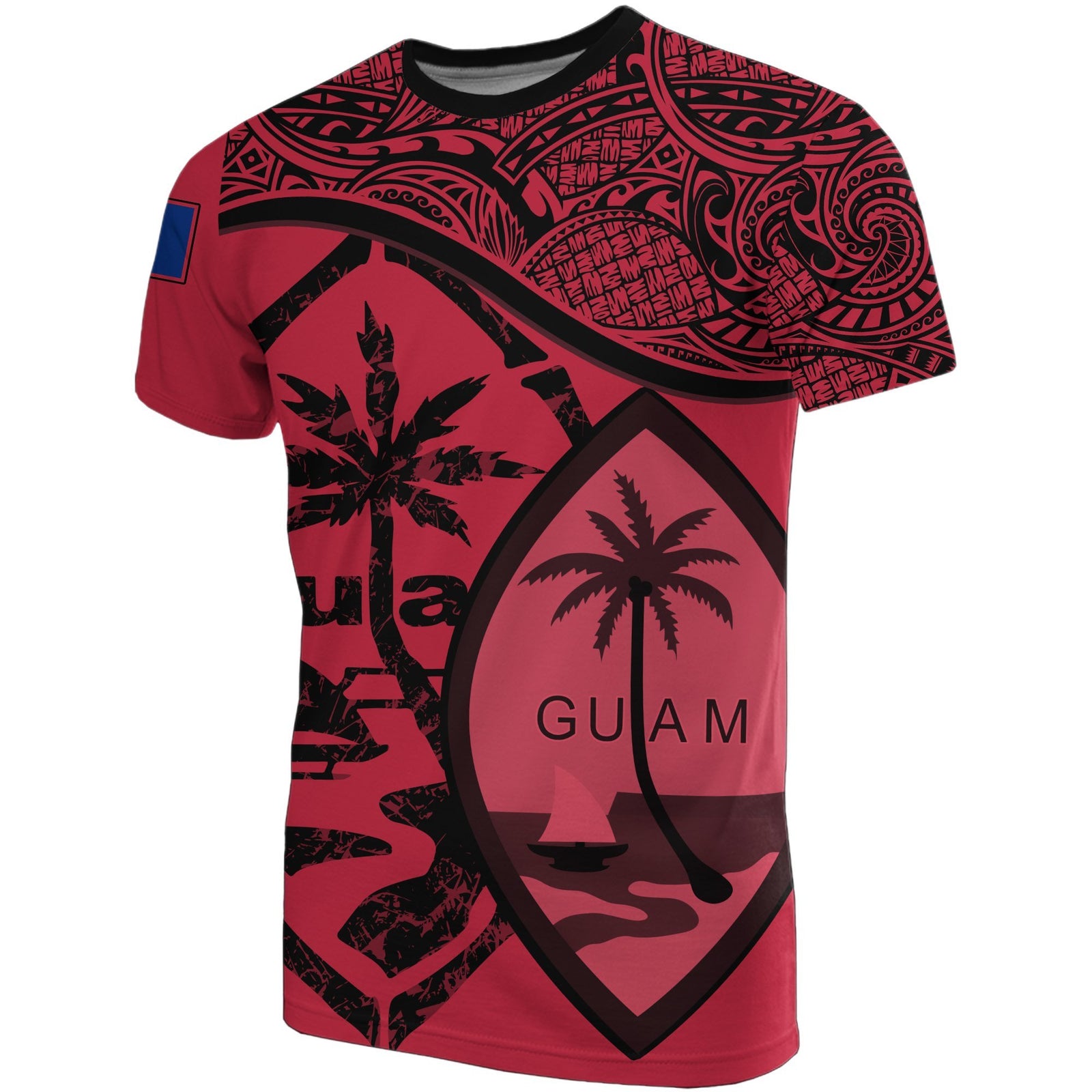 Guam T Shirt Guam Flag Red A02 Unisex Red - Polynesian Pride