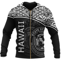 Polynesian Hawaii Zip up Hoodie White Curve Unisex White - Polynesian Pride