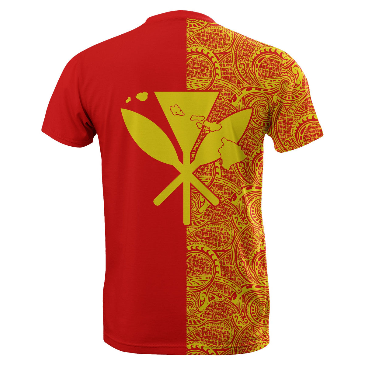 Hawaii Kanaka Polynesian T Shirt The Half Yellow and Red - Polynesian Pride