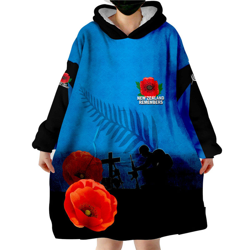 Anzac Day- New Zealand Remembers Wearable Blanket Hoodie LT6 Unisex One Size - Polynesian Pride