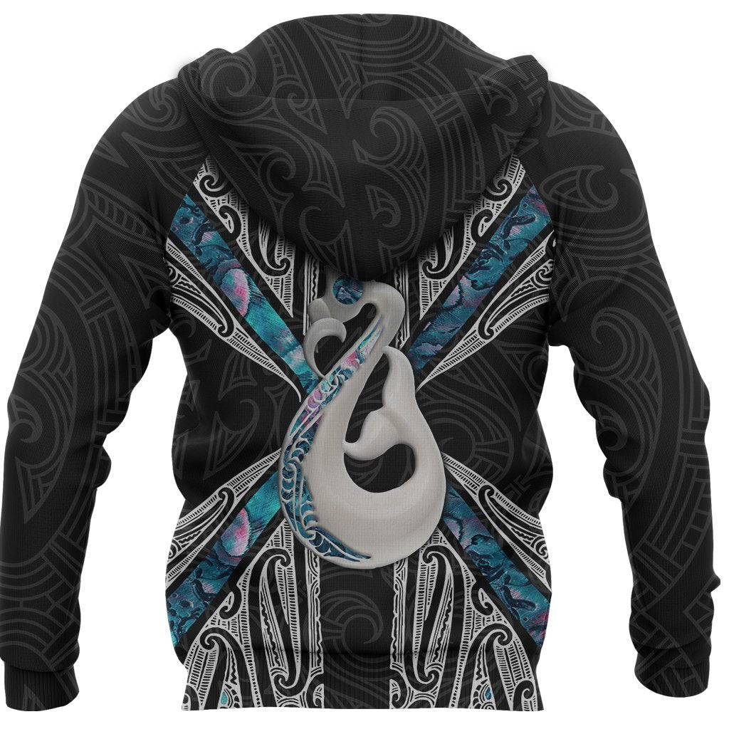 Maori Moko Tattoo Zip Hoodie, Manaia Paua Shell Full Zip Hoodie - Polynesian Pride