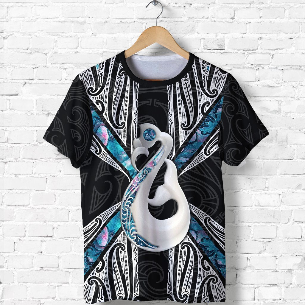 Maori Moko Tattoo T Shirt, Manaia Paua Shell Shirt Unisex Black - Polynesian Pride