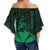 Hawaiian King Kanaka Map Polynesian Molokai Women's Off Shoulder Wrap Waist Top - Green - Hala Style - AH - Polynesian Pride