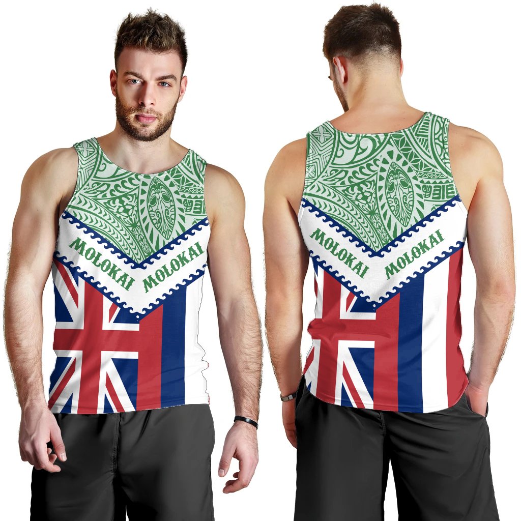 Hawaii Flag Molokai Men's Tank Top - Green - Mit Style - AH Green - Polynesian Pride