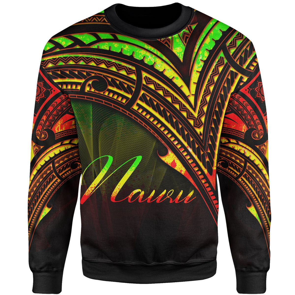 Nauru Sweatshirt - Cross Style Reggae Color Unisex Black - Polynesian Pride