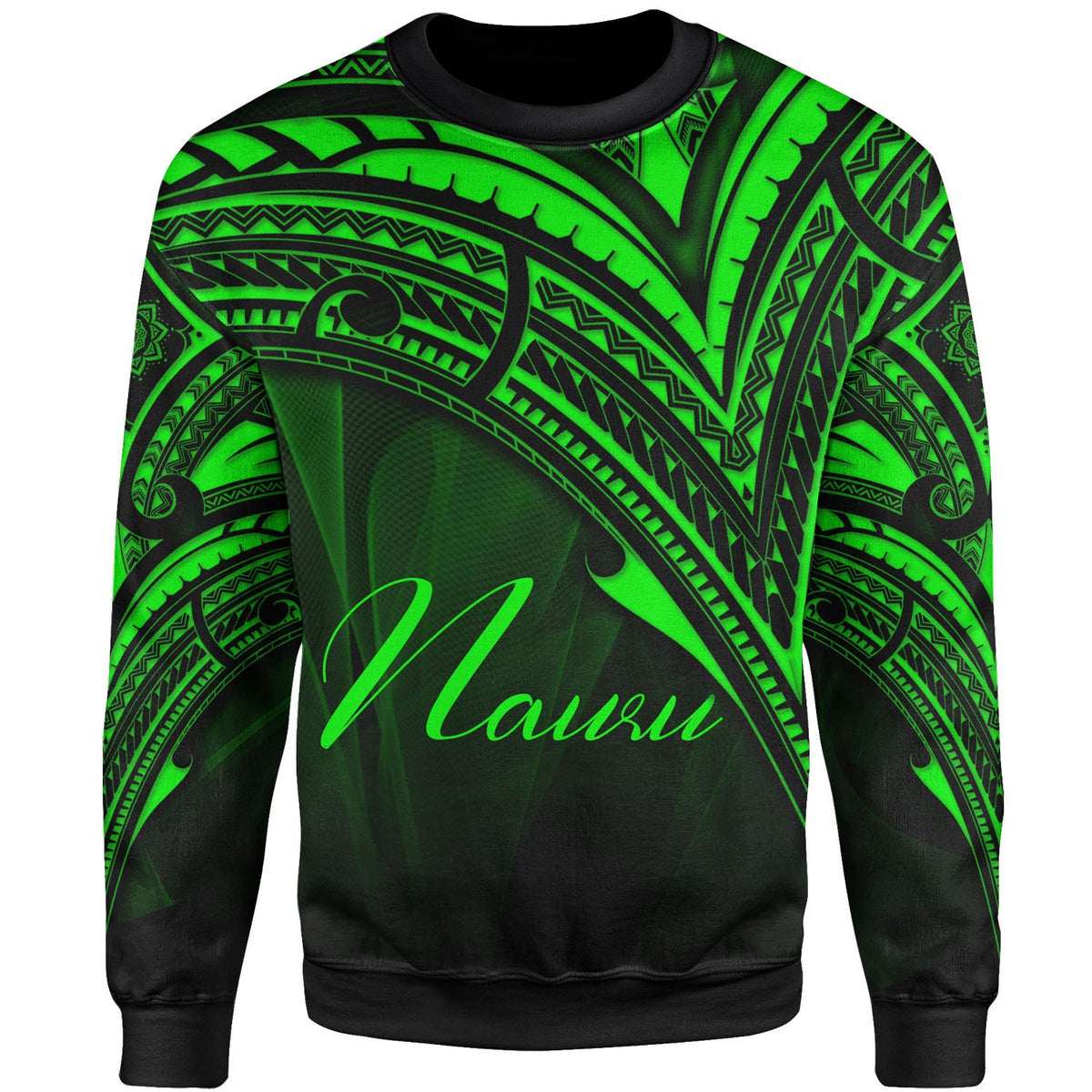 Nauru Sweatshirt - Cross Style Green Color Unisex Black - Polynesian Pride