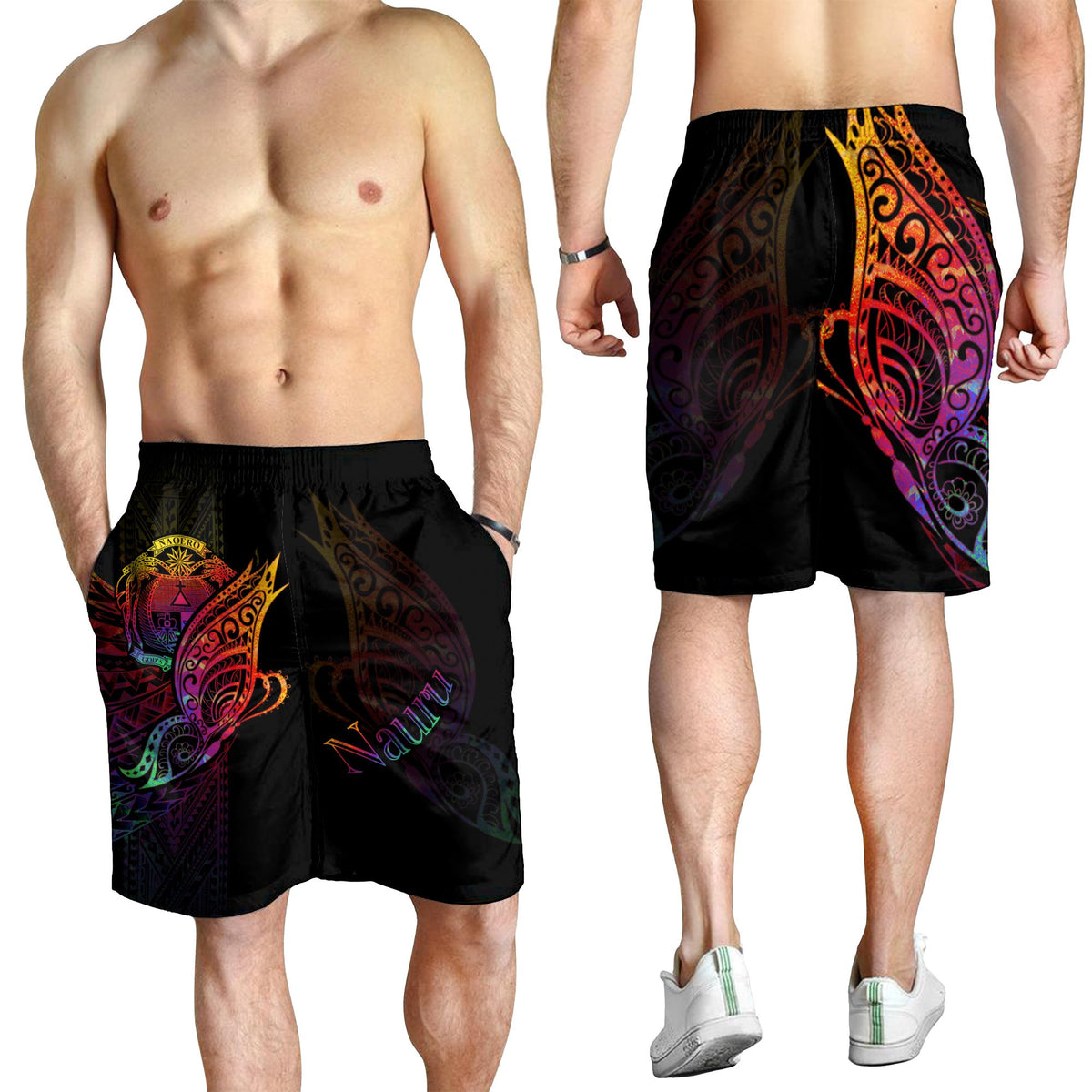 Nauru Men's Shorts - Butterfly Polynesian Style - Polynesian Pride