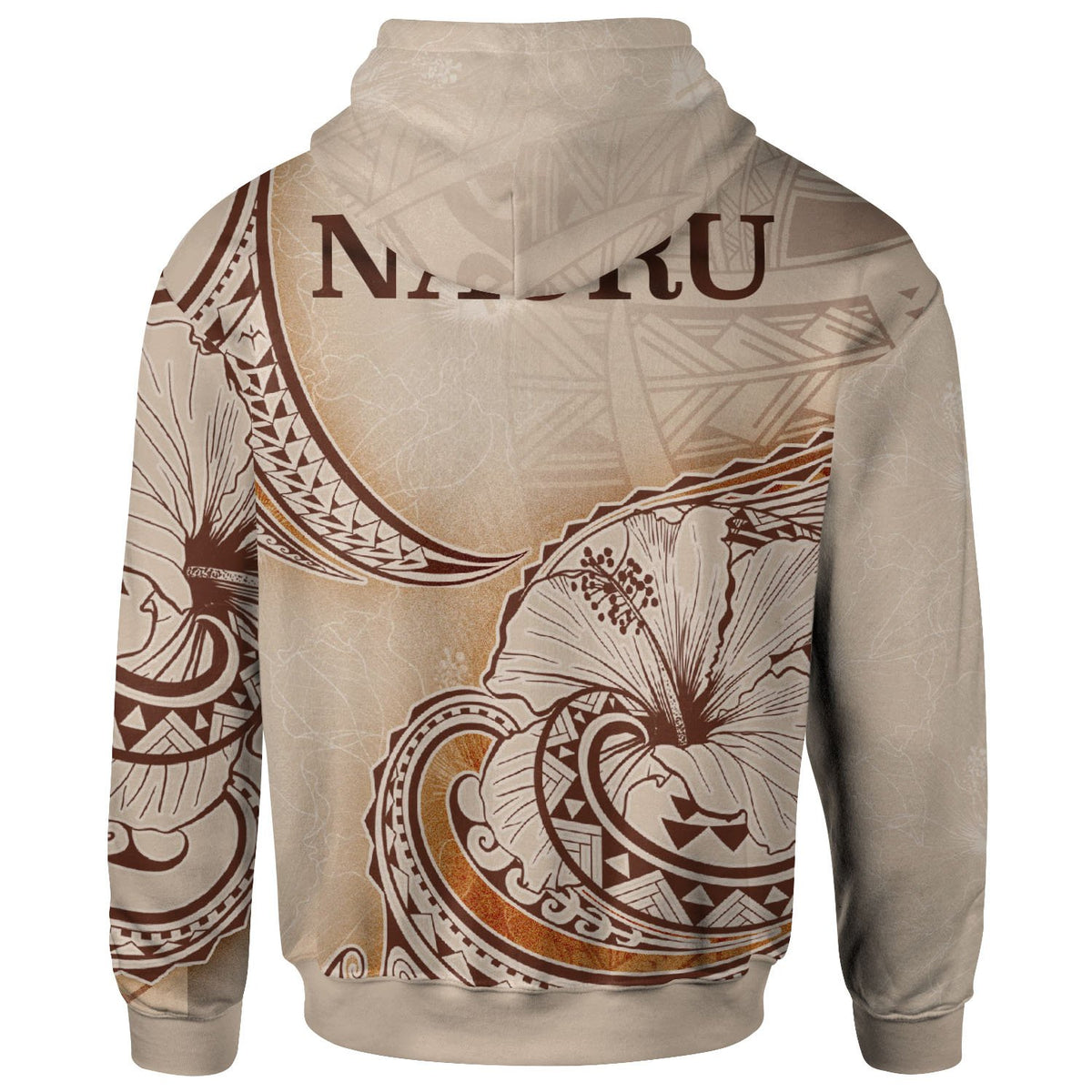 Nauru Zip Hoodie Hibiscus Flowers Vintage Style - Polynesian Pride