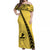 PNG Hibiscus Tribal Pattern Off Shoulder Long Dress - NCDC LT7 Long Dress Yellow - Polynesian Pride