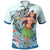 New Caledonia Polo Shirt Polynesian Girls With Shark Unisex Blue - Polynesian Pride