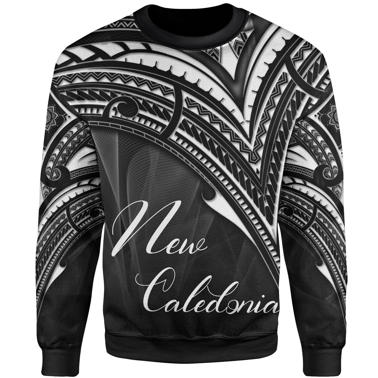 New Caledonia Sweatshirt - Cross Style White Color Unisex Black - Polynesian Pride