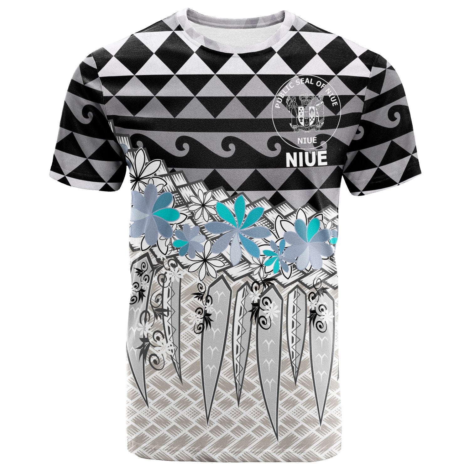 Niue T Shirt Coconut Leaves Weave Pattern Unisex White - Polynesian Pride