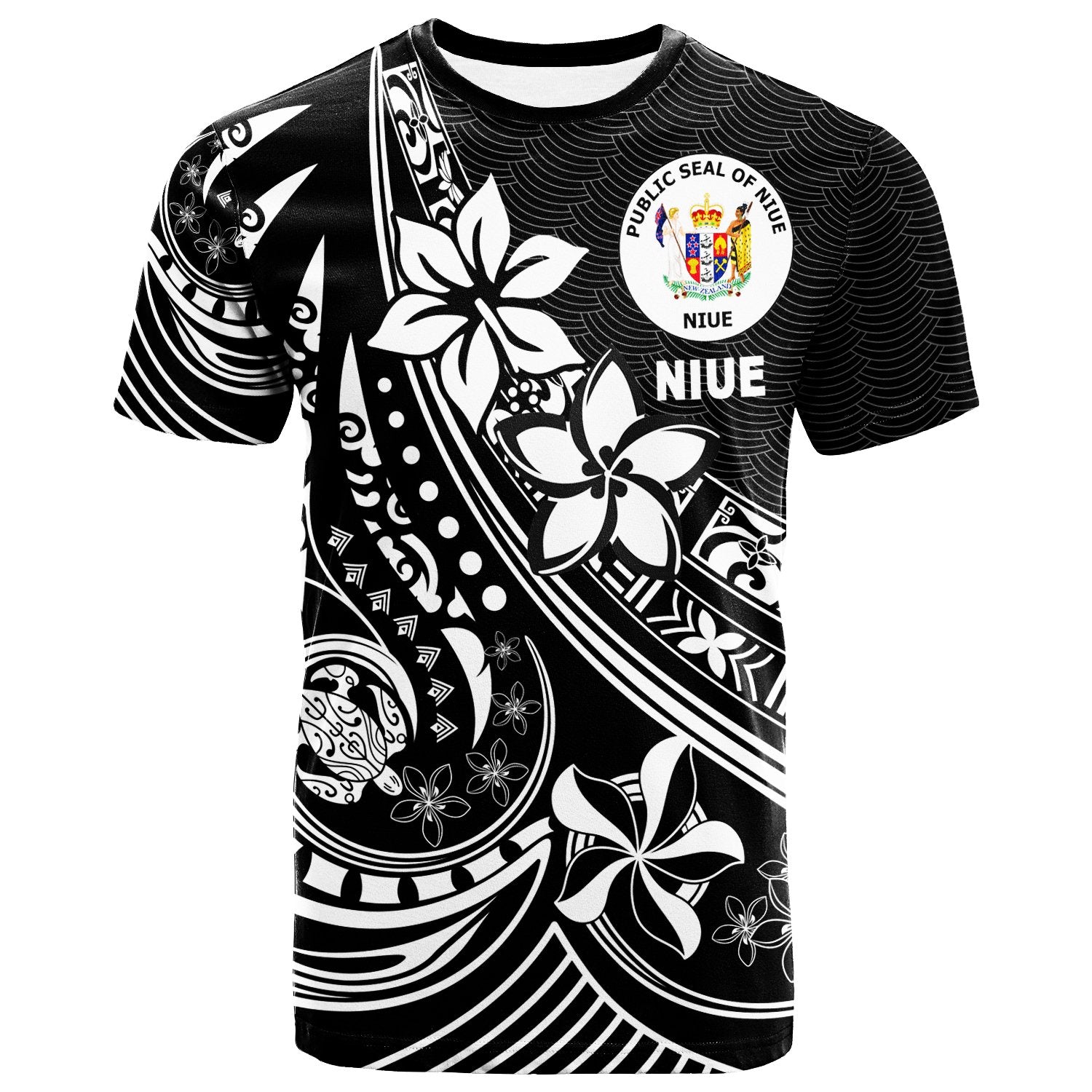 Niue T Shirt The Flow Of The Ocean Unisex Black - Polynesian Pride