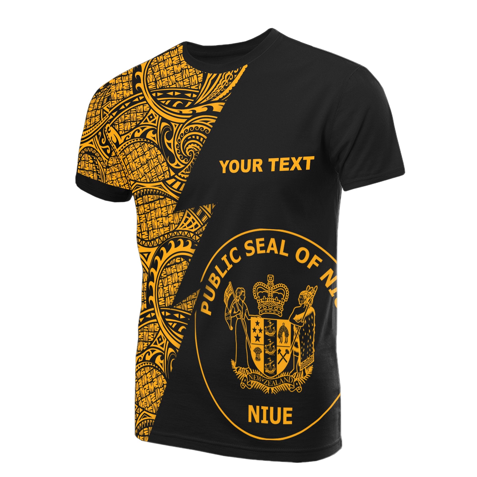 Niue Custom T Shirt Polynesian Pattern Gold Style Unisex Gold - Polynesian Pride