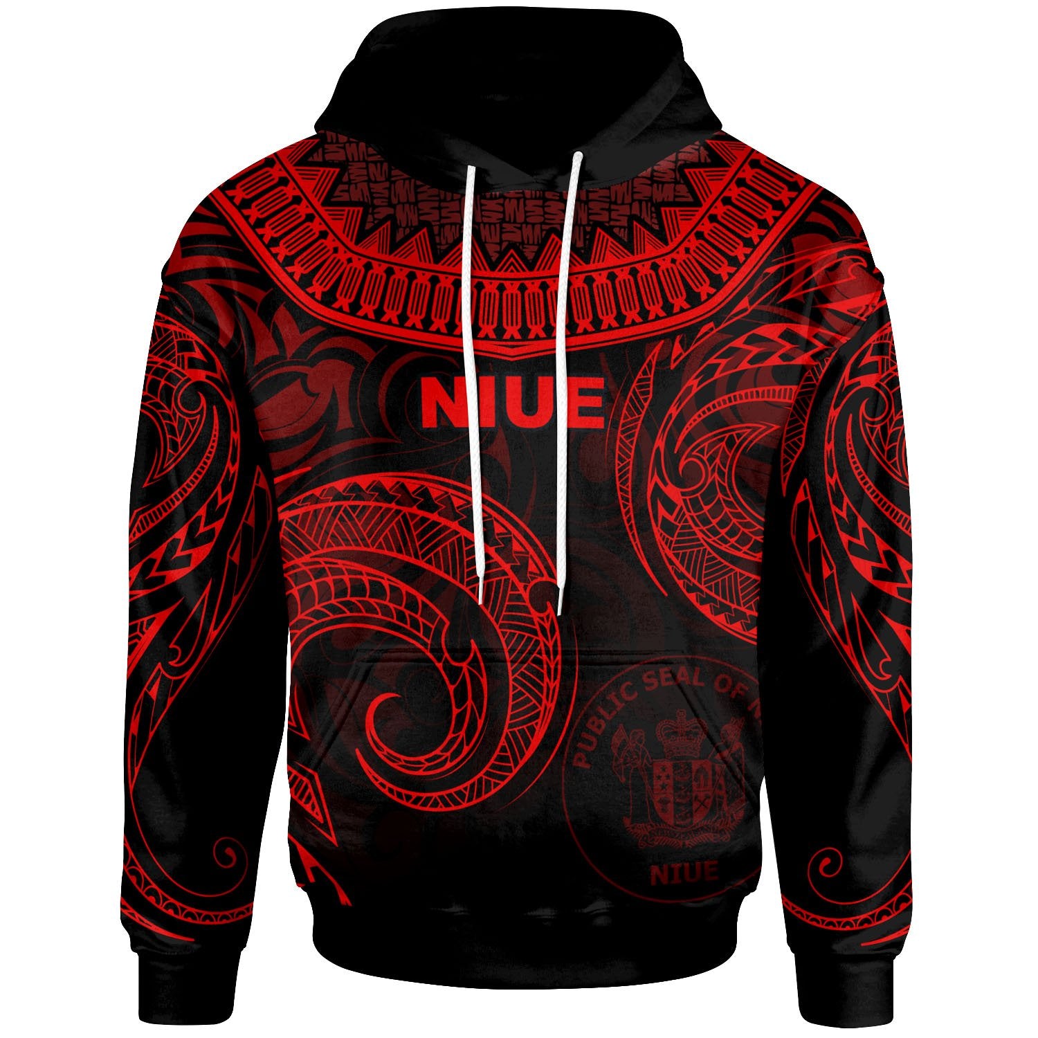 Niue Hoodie Unique Serrated Texture Red Unisex Red - Polynesian Pride