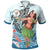 Niue Polo Shirt Polynesian Girls With Shark Unisex Blue - Polynesian Pride