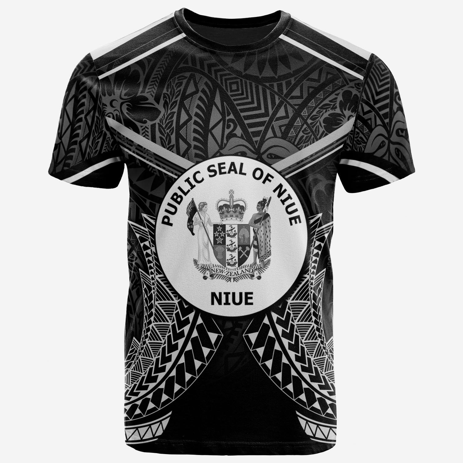 Niue T Shirt Niue Seal With White Line Style Unisex Black - Polynesian Pride