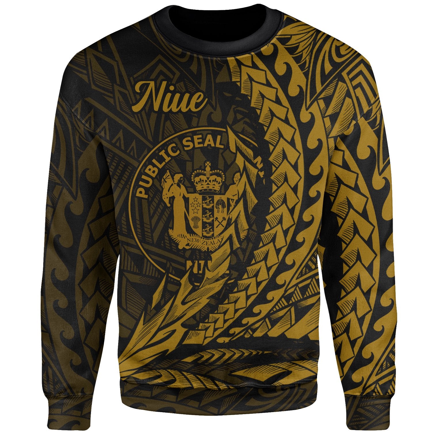 Niue Sweatshirt - Wings Style Gold Color Unisex Gold - Polynesian Pride