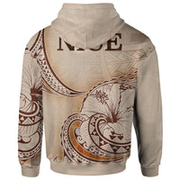 Niue Zip Hoodie Hibiscus Flowers Vintage Style - Polynesian Pride