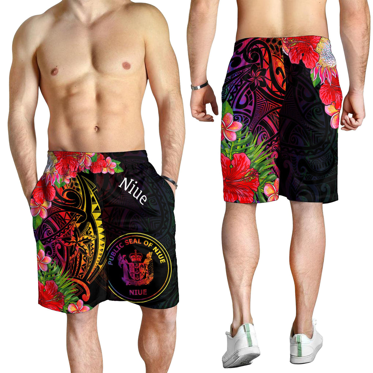 Niue Men's Shorts - Tropical Hippie Style - Polynesian Pride