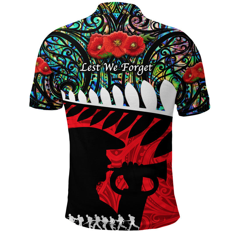 New Zealand Maori ANZAC Polo Shirt Remembrance Soldier Paua Shell LT8 - Polynesian Pride