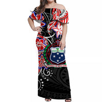 Samoa Off Shoulder Long Dress Be Unique Black LT13 Women Black - Polynesian Pride