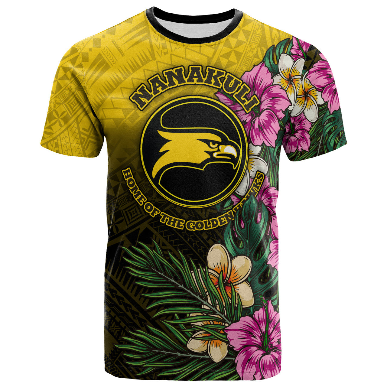 Hawaii Custom T Shirt Nanakuli High and Intermediate School Hawaiian Tropical Flowers LT10 Black - Polynesian Pride