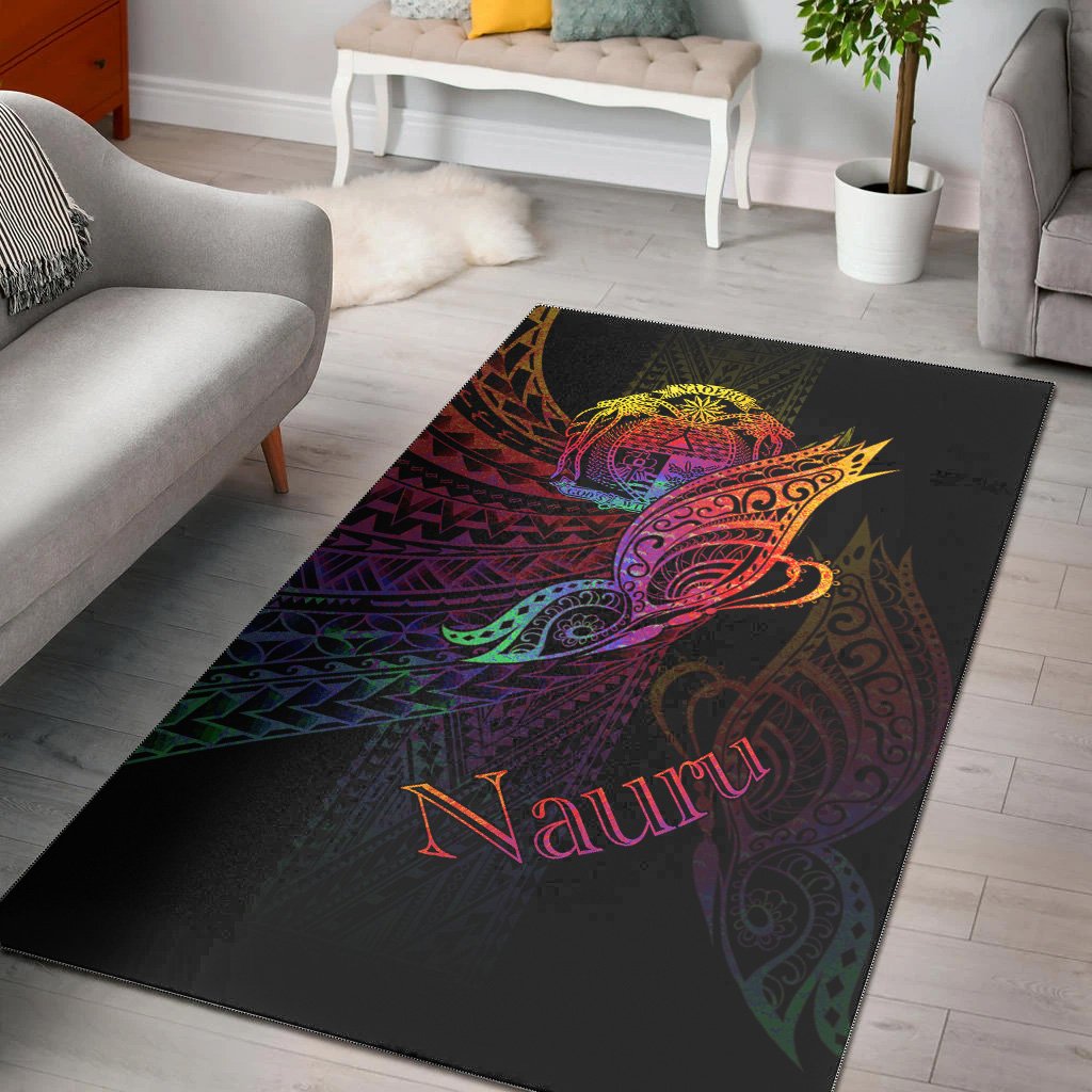 Nauru Area Rug - Butterfly Polynesian Style Black - Polynesian Pride