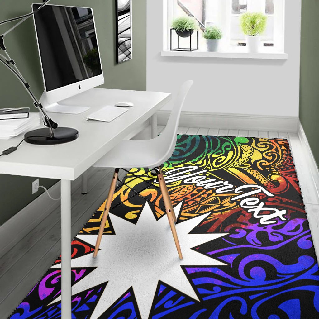 Nauru Custom Personalised Area Rug - Rainbow Polynesian Pattern - Polynesian Pride
