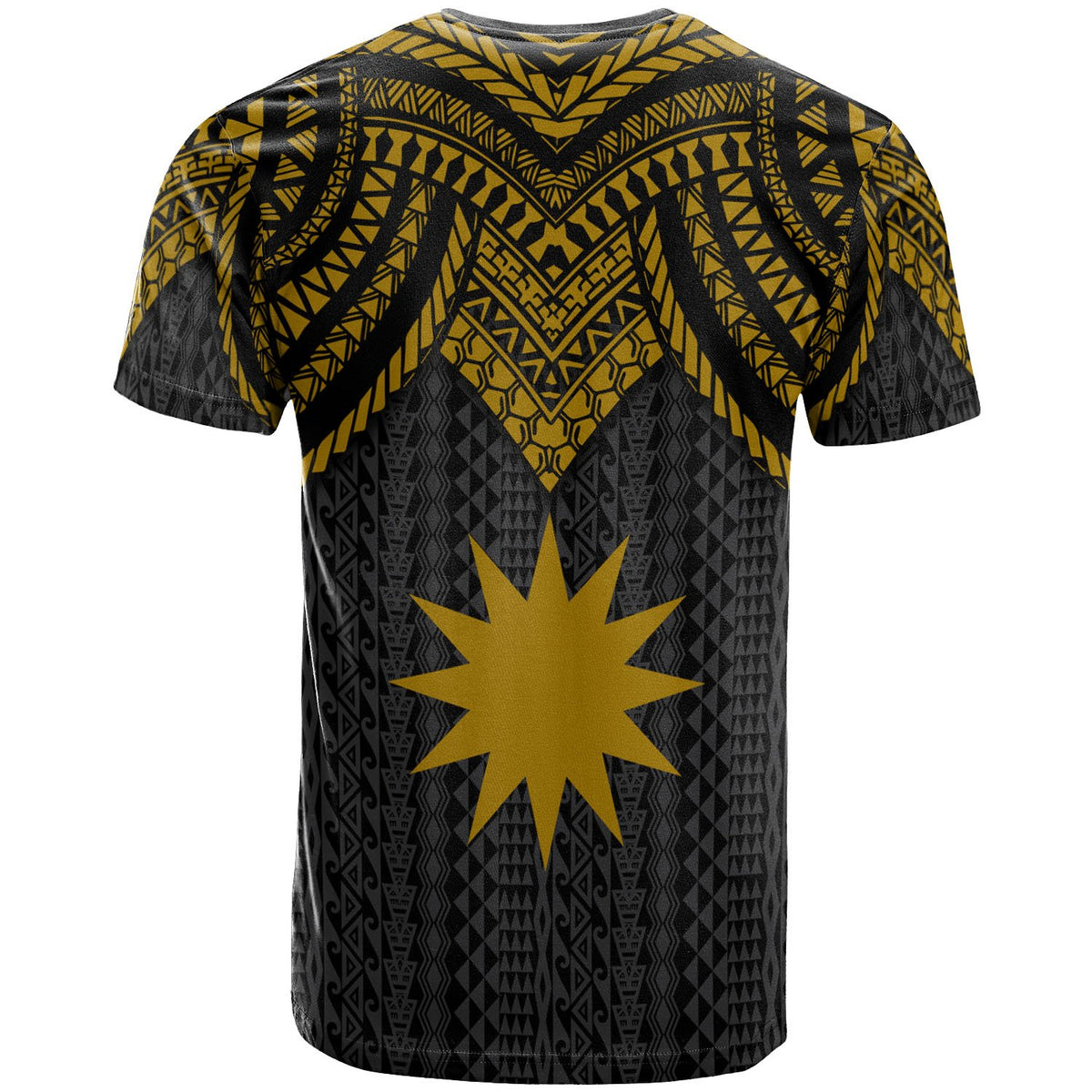 Nauru Custom T Shirt Polynesian Armor Style Gold - Polynesian Pride