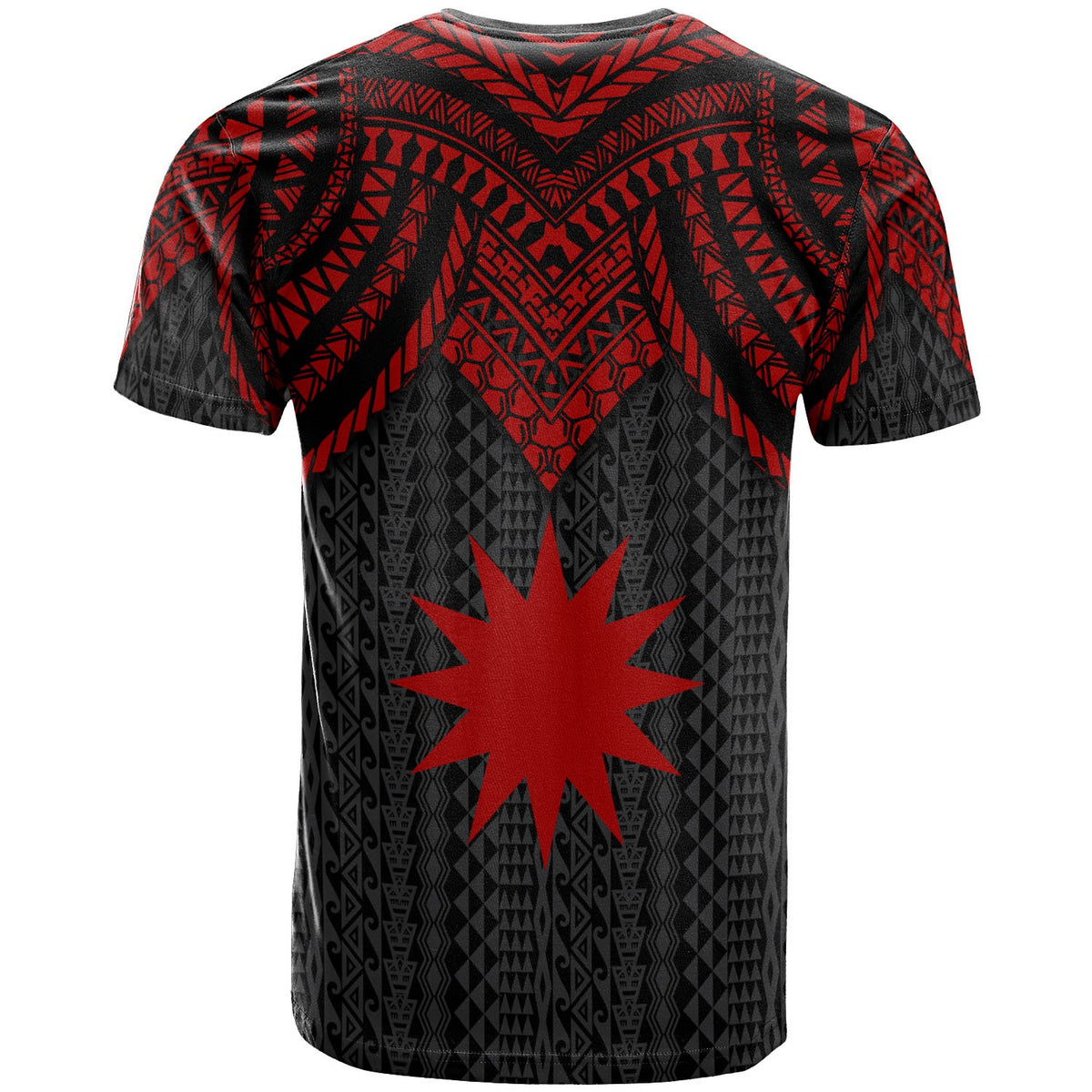 Nauru Custom T Shirt Polynesian Armor Style Red - Polynesian Pride