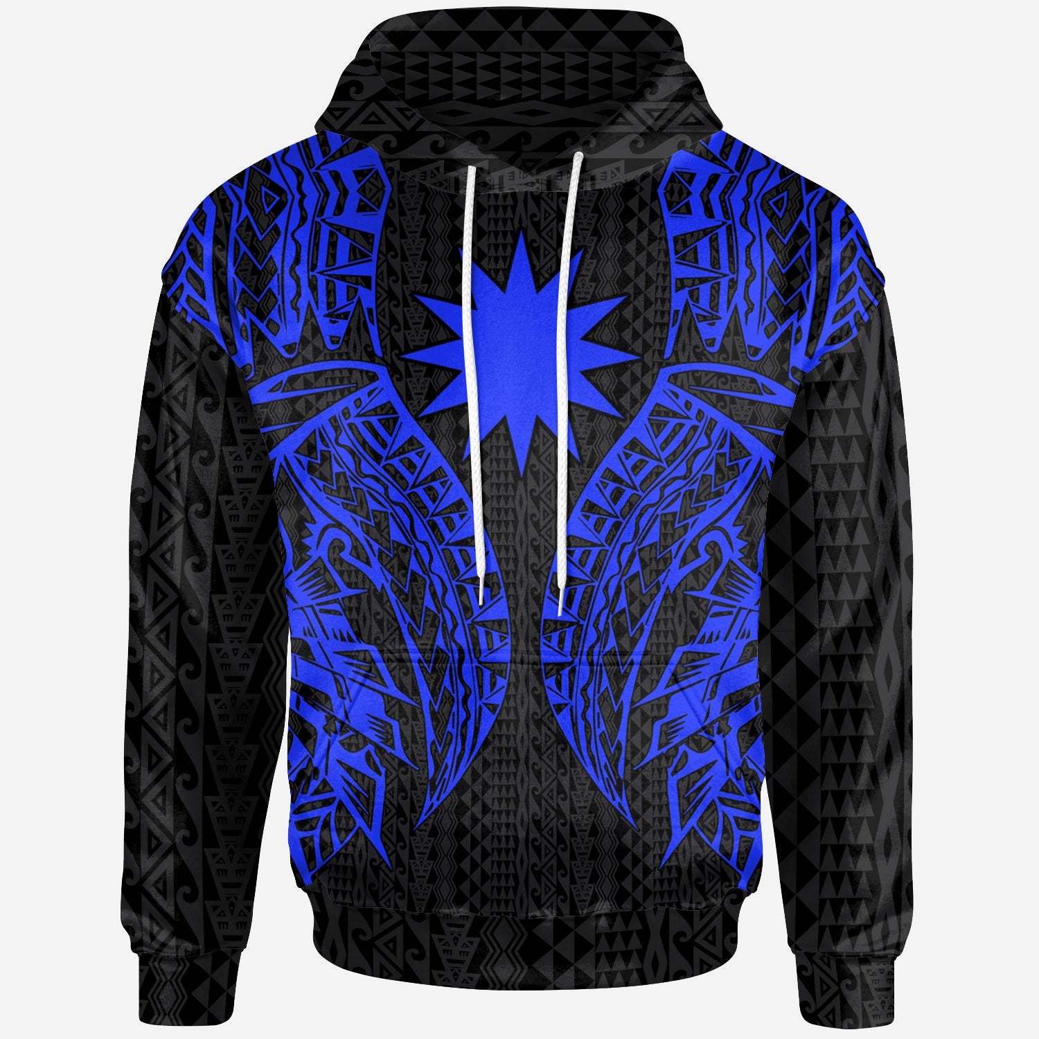 Nauru Hoodie Polynesian Lion Head Blue Style Unisex Blue - Polynesian Pride