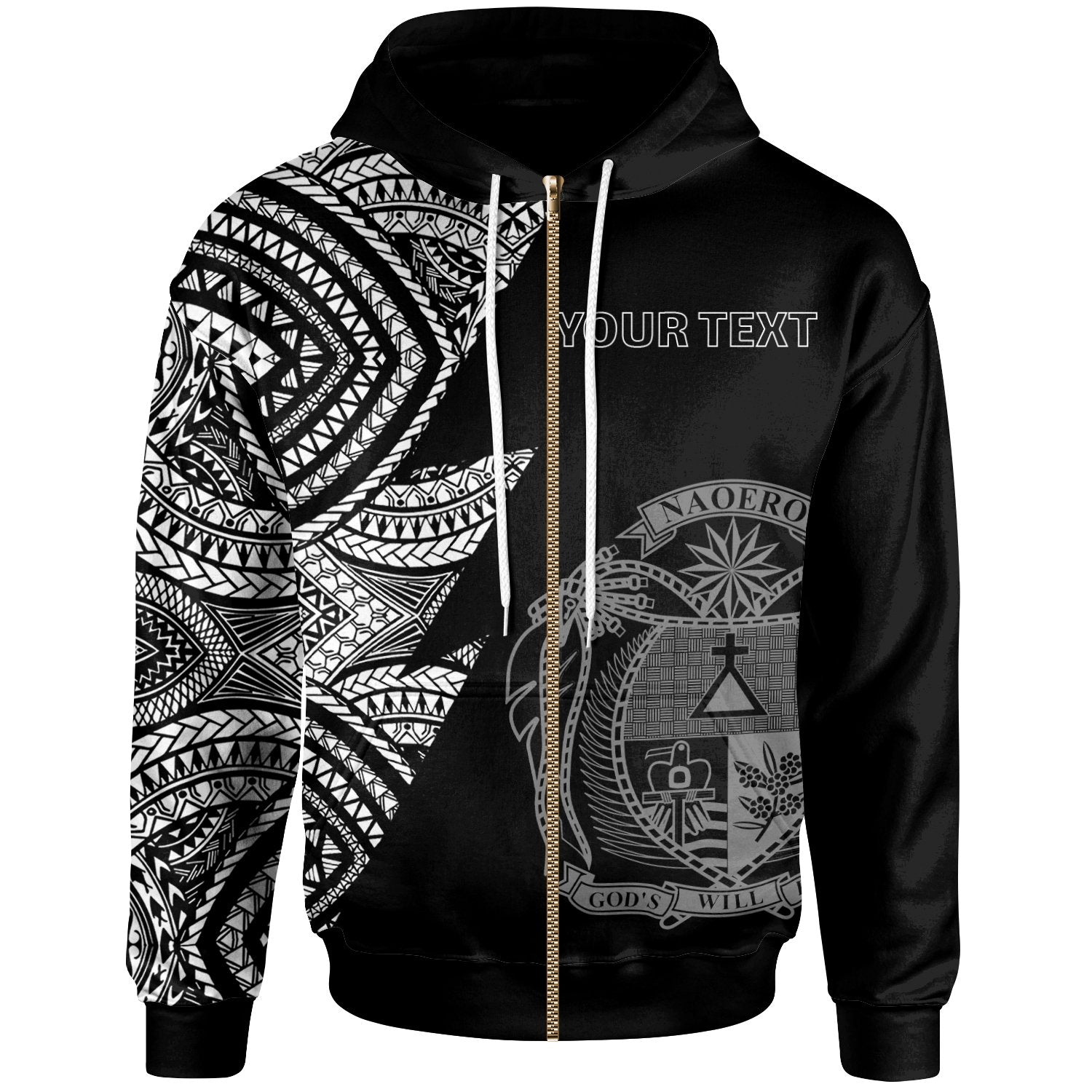 Nauru Custom Personalized Zip up Hoodie Flash Style White Unisex White - Polynesian Pride