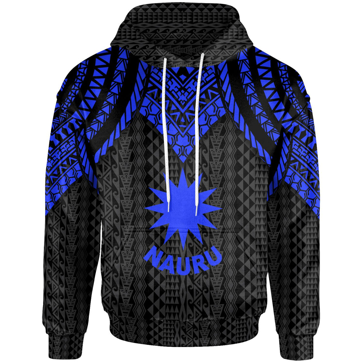 Nauru Hoodie Polynesian Armor Style Blue Unisex Blue - Polynesian Pride