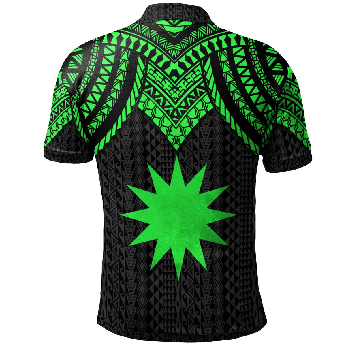 Nauru Custom Polo Shirt Polynesian Armor Style Green - Polynesian Pride