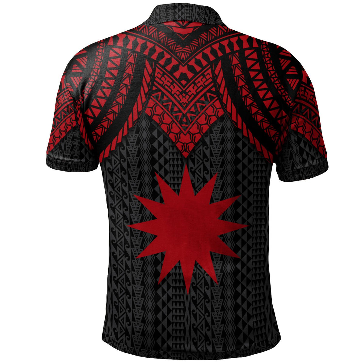 Nauru Custom Polo Shirt Polynesian Armor Style Red - Polynesian Pride