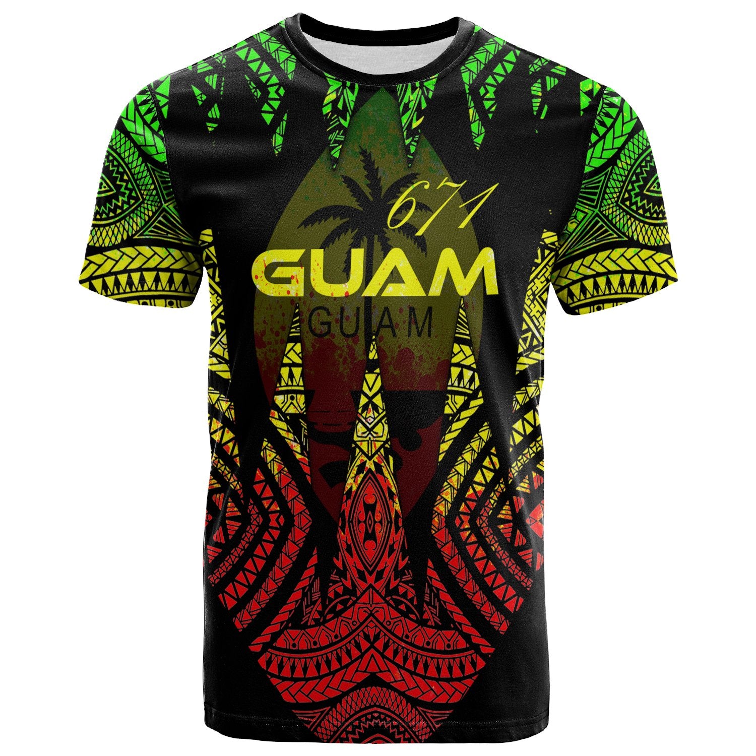 Guam T Shirt Micronesian Teeth Shark Style Reggae Unisex Black - Polynesian Pride