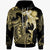 Nauru Zip Hoodie Hammerhead Shark Tribal Pattern Unisex Gold - Polynesian Pride